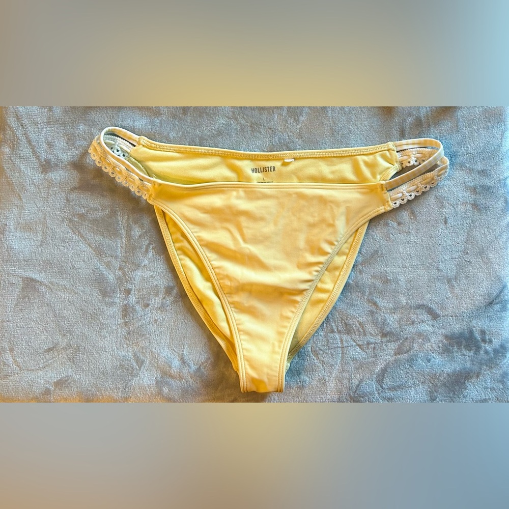 Hollister Yellow Bikini Bottom with Lace Side Straps